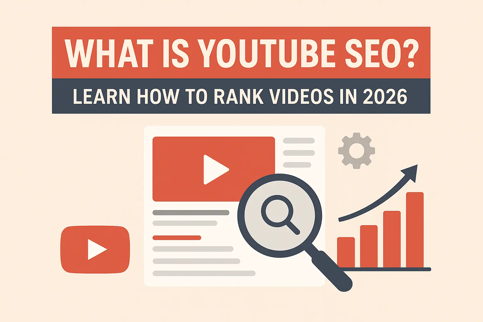 YouTube SEO in 2026 tutorial thumbnail with ranking strategy